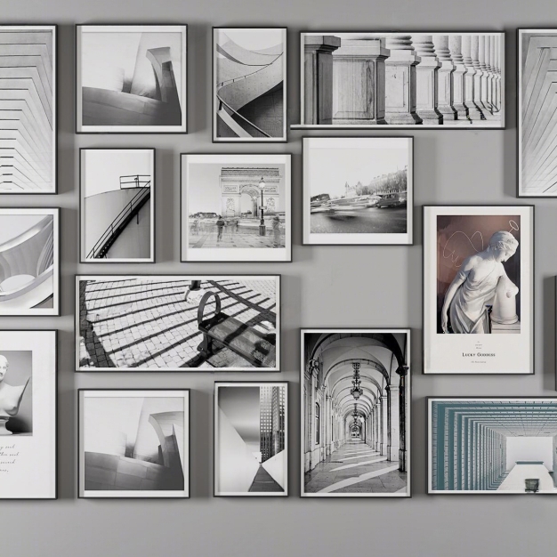  现代黑白装饰画挂画组合3D模型