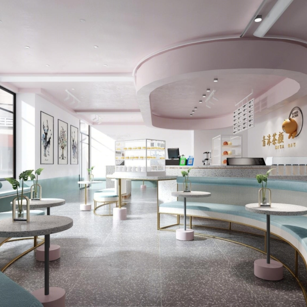 现代奶茶店3D模型