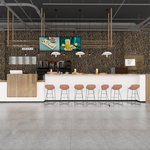  现代奶茶咖啡店3D模型