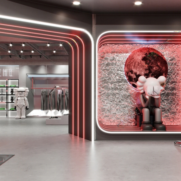 现代科技风男装服装店3D模型