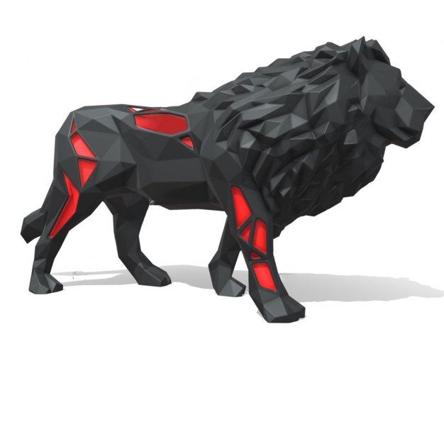 现代狮子雕塑摆件3D模型