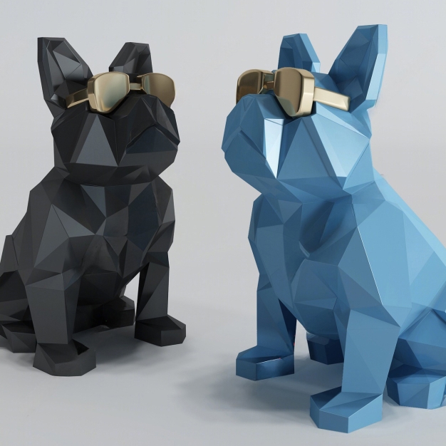 现代狗雕塑摆件3D模型