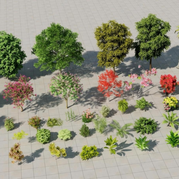  现代鸟瞰树木组合3D模型