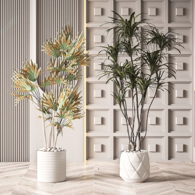 现代植物盆栽组合3D模型