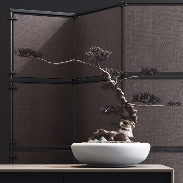 新中式端景松树盆栽3D模型