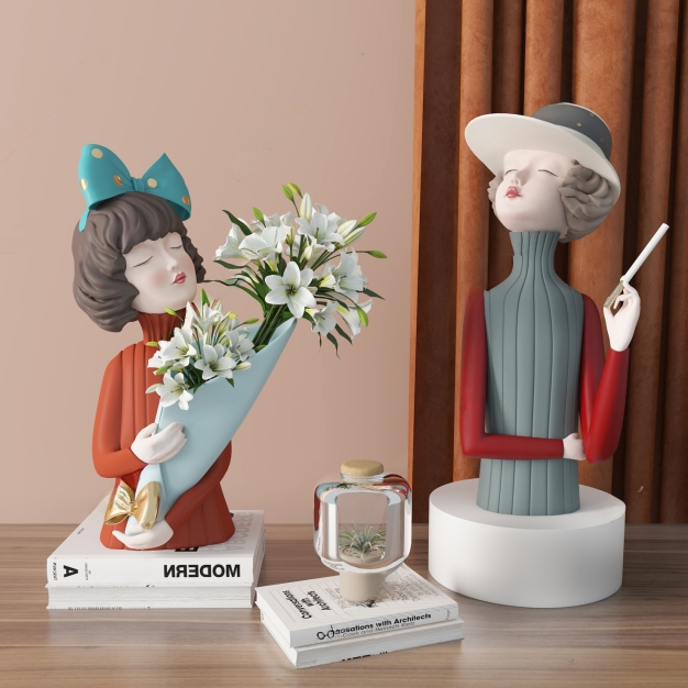 现代女孩雕塑摆件3D模型