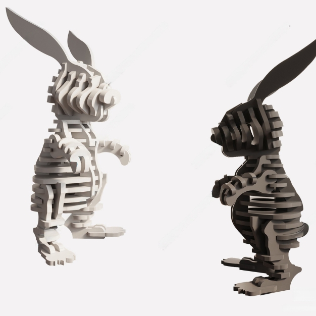 现代积木动物雕塑摆件3D模型