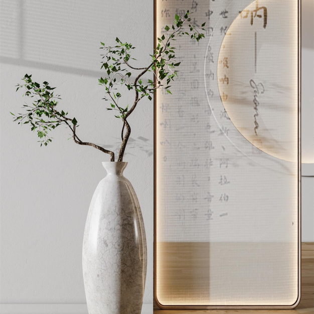  新中式植物盆栽3D模型
