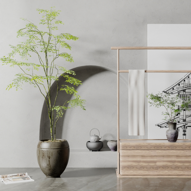 新中式绿植盆栽3D模型