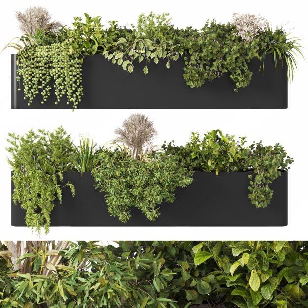 现代绿植花箱盆栽3D模型