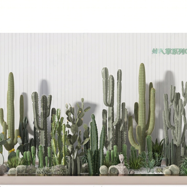 现代仙人掌绿植堆3D模型