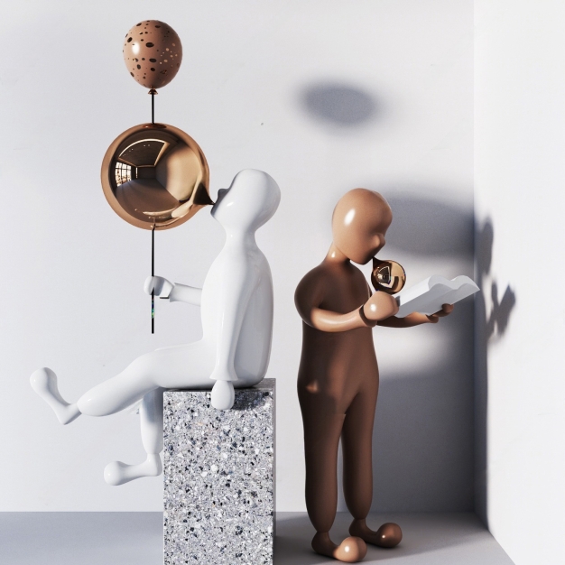 现代人物雕塑摆件3D模型