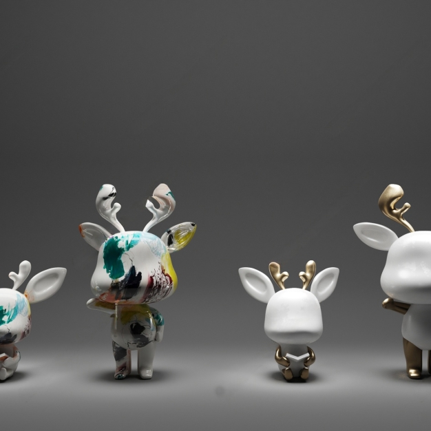  现代小鹿摆件组合3D模型