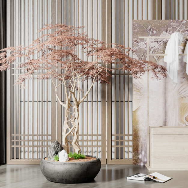 新中式绿植盆栽3D模型