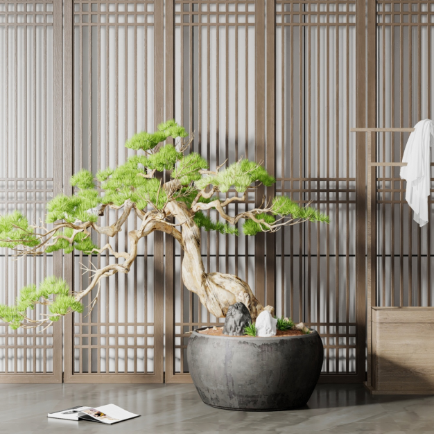 新中式绿植盆栽3D模型