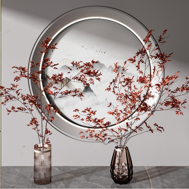 新中式玻璃花瓶摆件3D模型