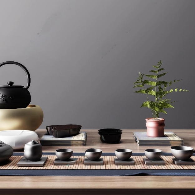  新中式茶具摆件3D模型