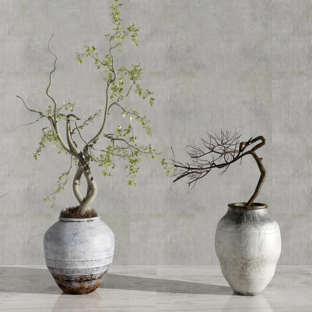 新中式植物盆栽3D模型