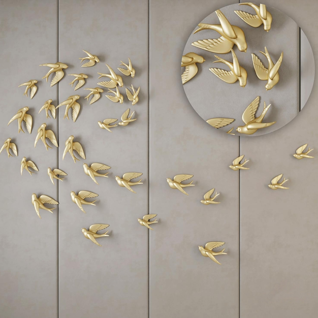 现代金属小鸟墙饰挂件3D模型