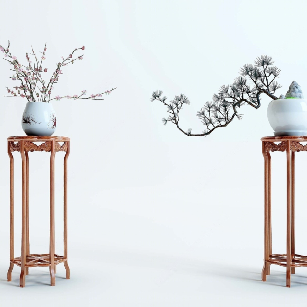 高脚花架盆栽3D模型