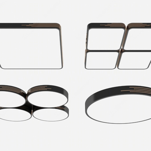 现代吸顶灯组合3D模型