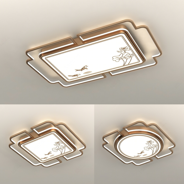  新中式吸顶灯组合3D模型