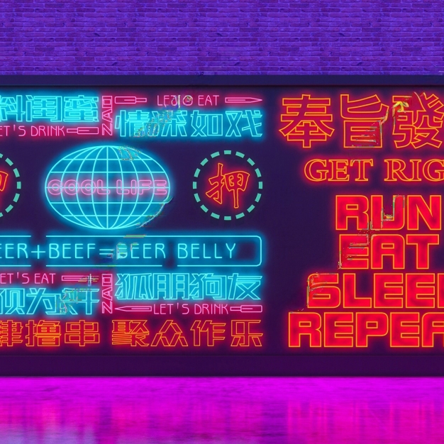 现代霓虹灯组合3D模型