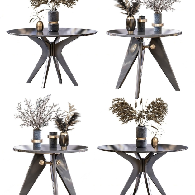 现代金属边几组合3D模型