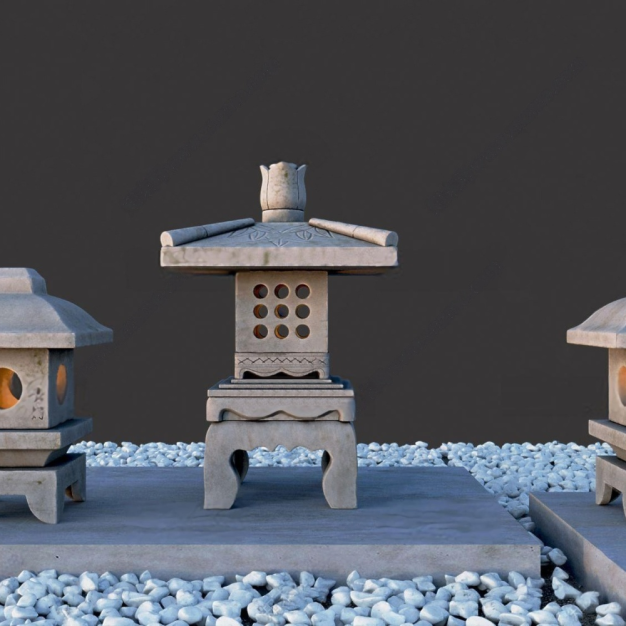 中式庭院石灯组合3D模型