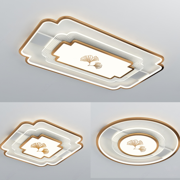  新中式吸顶灯组合3D模型