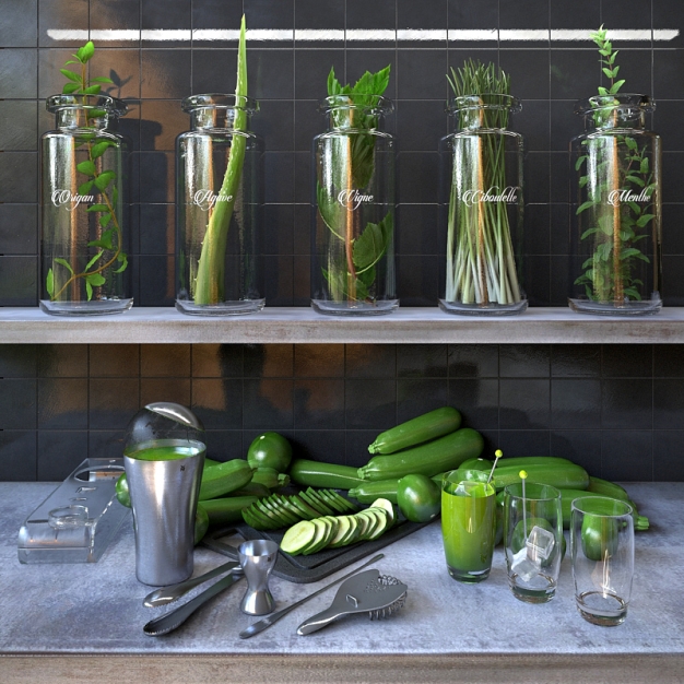 蔬菜汁食物3D模型