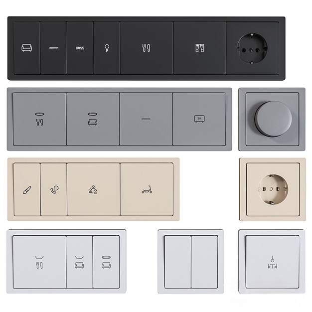 现代开关面板组合3D模型