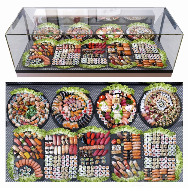  日式寿司食品展柜3D模型