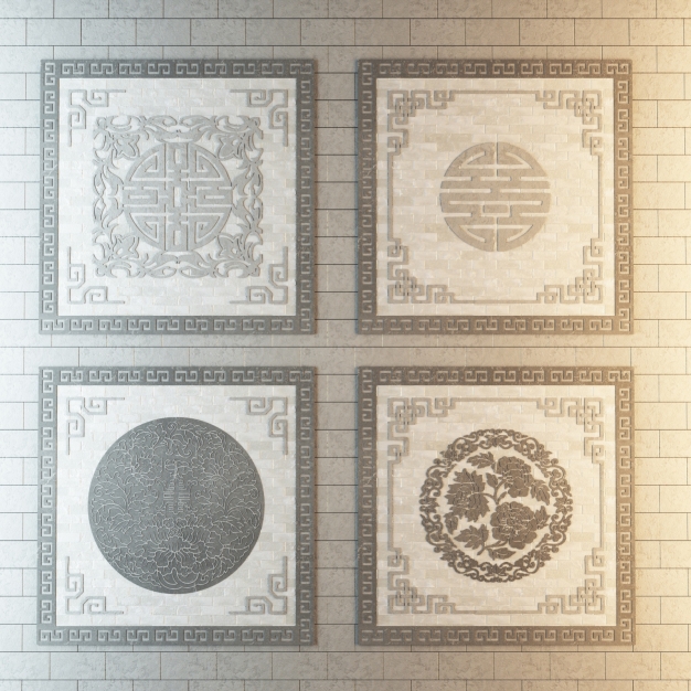中式仿古地砖铺装3D模型
