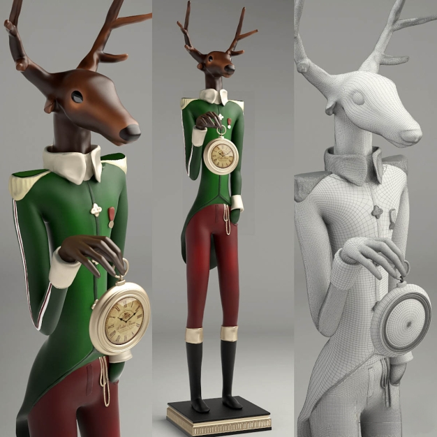现代鹿动物雕塑3D模型