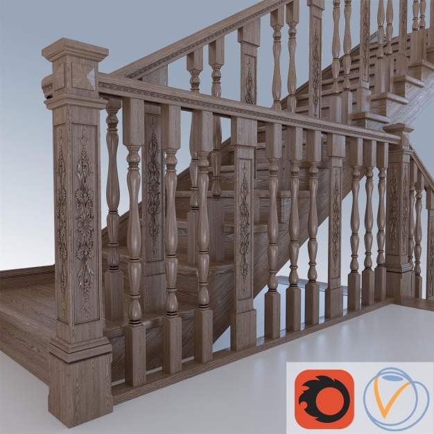 美式楼梯栏杆3D模型