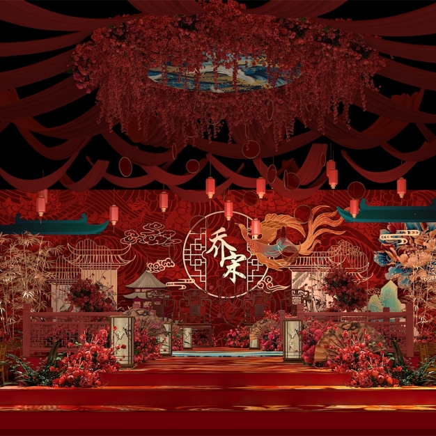 中式婚礼现场3D模型