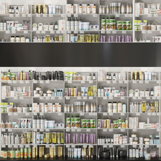 现代化妆品香水商展柜架3D模型